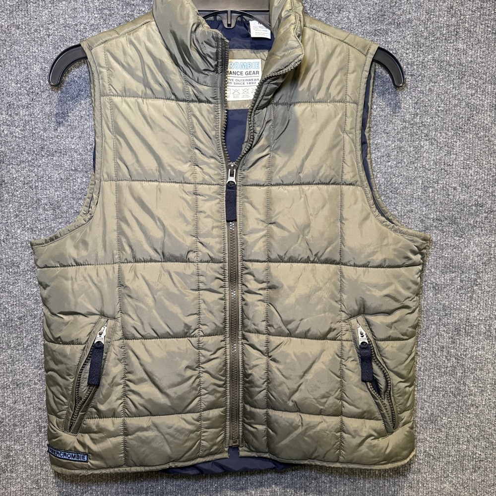 Abercrombie Performance Gear Puffer Vest Olive Green Size Medium Polyester